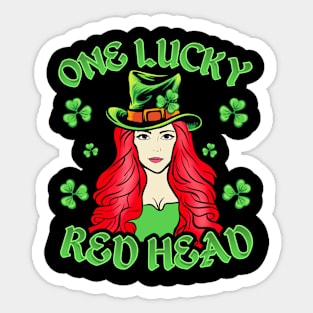 One Lucky Redhead Red Colored Hair St Patricks Day Shamrock Sticker